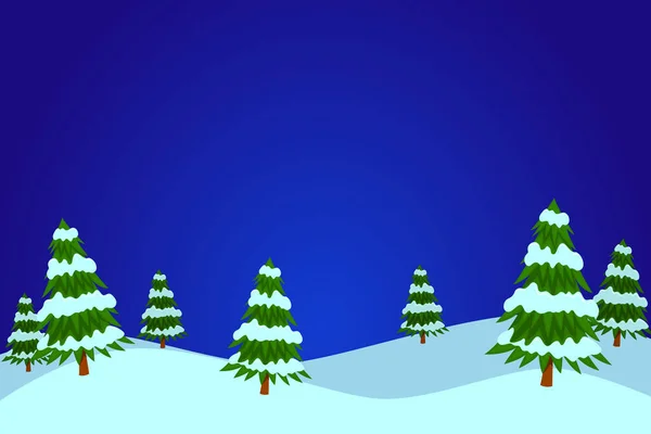 Dessin Animé Fond Hiver Avec Des Pins Thème Noël Élément — Image vectorielle