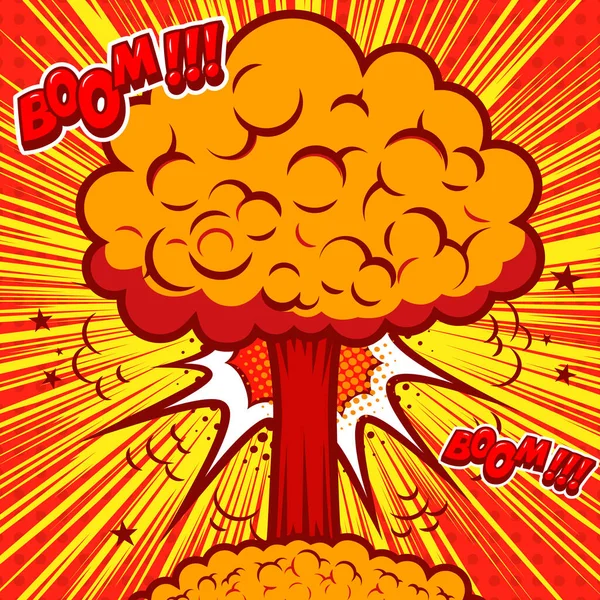 Ilustrace Jaderného Výbuchu Komickém Stylu Designový Prvek Pro Plakát Kartu — Stockový vektor