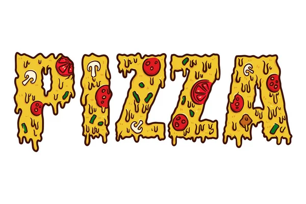 Pizza Mot Faite Partir Tranches Pizza Elément Design Pour Affiche — Image vectorielle
