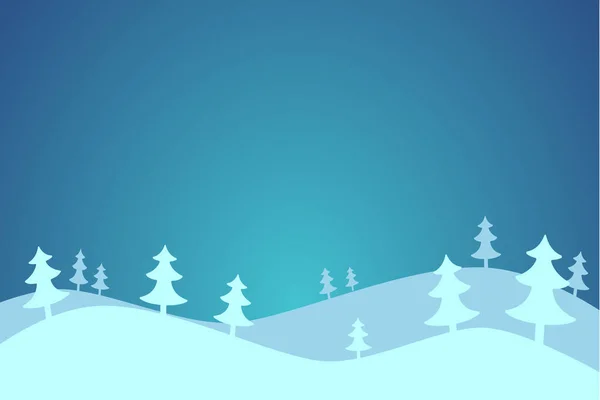 Cartoon Winter Background Pine Trees Christmas Theme Design Element Poster — Stock Vector