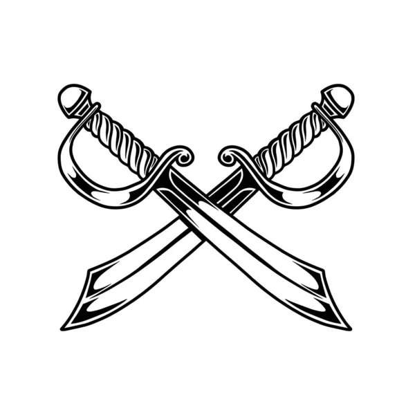 Ilustración Espadas Piratas Cruzadas Estilo Grabado Elemento Diseño Para Póster — Vector de stock