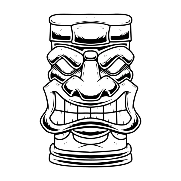Ilustración Máscara Tribal Madera Tiki Elemento Diseño Para Logotipo Emblema — Vector de stock