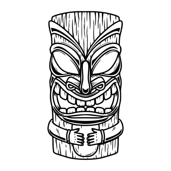 Иллюстрация Деревянной Маски Племени Тики Элемент Дизайна Логотипа Эмблемы Знака — стоковый вектор