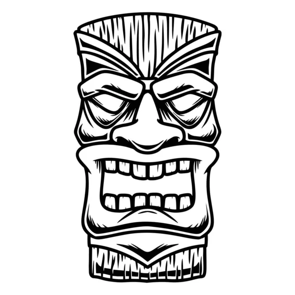 Иллюстрация Деревянной Маски Племени Тики Элемент Дизайна Логотипа Эмблемы Знака — стоковый вектор