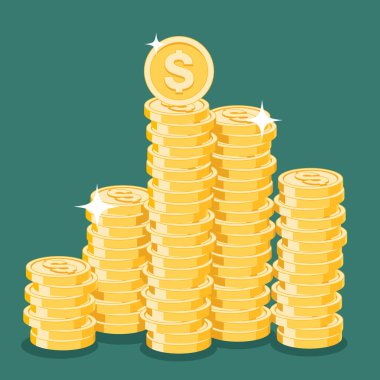 Bozuk para seti düz stil. Poster, kart, afiş ve el ilanları için tasarım elemanı. Vektör illüstrasyonu