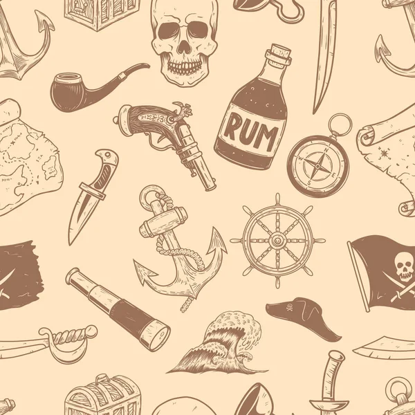 Бесшовный Рисунок Элементами Пиратского Дизайна Элемент Дизайна Плаката Открытки Баннера — стоковый вектор