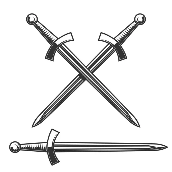 Ilustração Espada Cavaleiro Medieval Elemento Design Para Cartaz Cartão Banner —  Vetores de Stock