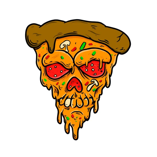 Illustration Der Pizza Mit Zombie Gesicht Gestaltungselement Für Plakat Karte — Stockvektor