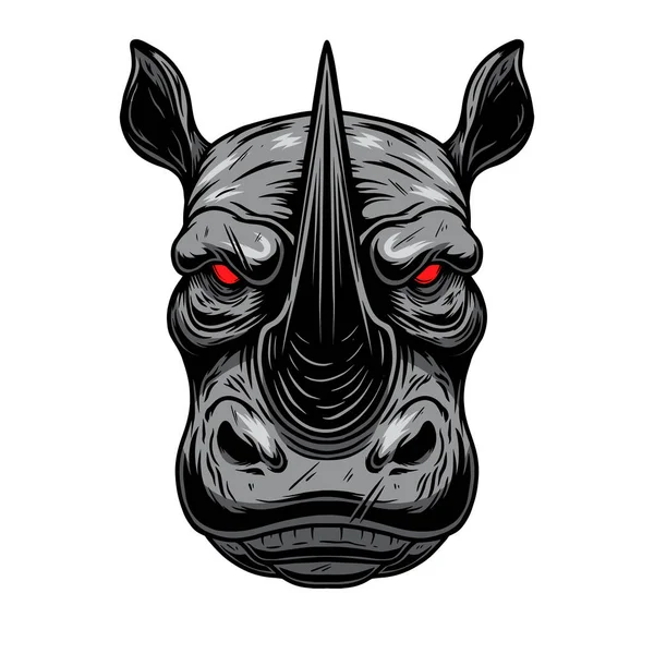 Illustration Rhino Head Design Element Poster Card Logo Emblem Sign — Stock Vector