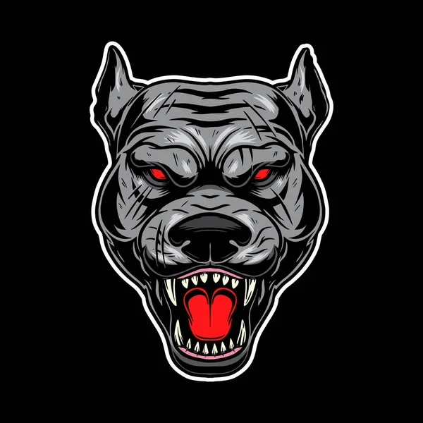 Ilustrasi Kepala Anjing Yang Marah Unsur Desain Untuk Logo Label - Stok Vektor