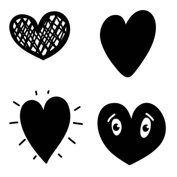 Набор Иллюстраций Каракулей Сердца Элемент Дизайна Плаката Карточки Баннера Знака — стоковый вектор