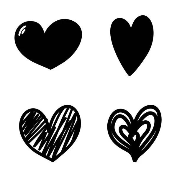 Set Illustrations Doodle Hearts Design Element Poster Card Banner Sign — Stock Vector