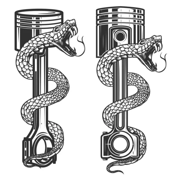 Kígyó Illusztrációja Autó Dugattyúján Tervezési Elem Plakát Kártya Banner Aláírás — Stock Vector