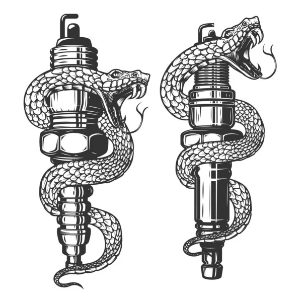 Ілюстрація Змії Автомобільній Свічці Запалювання Елемент Дизайну Плаката Картки Банера — стоковий вектор