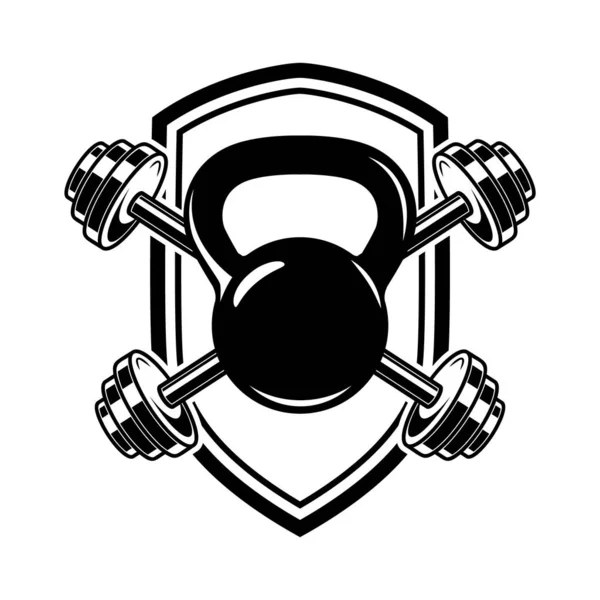 Emblema Com Kettlebells Sinos Elemento Design Para Logotipo Rótulo Sinal —  Vetores de Stock