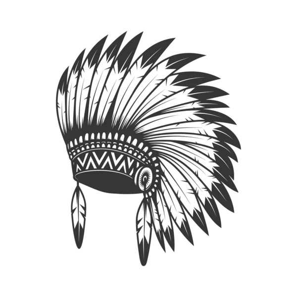 Ilustracja Rodzimych Amerykańskich Nakryć Głowy Element Projektu Logo Etykieta Znak — Wektor stockowy