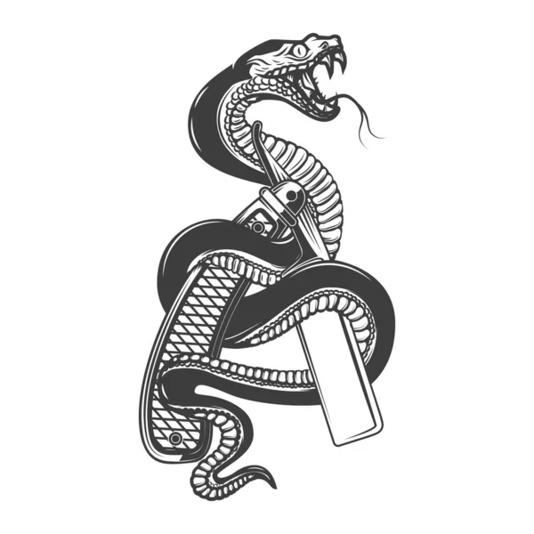 Illustration Snake Barber Razor Design Element Poster Card Banner Sign — Stock Vector