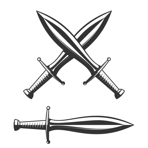 Illustration Knight Swords Monochrome Style Design Element Logo Label Sign — Stock Vector