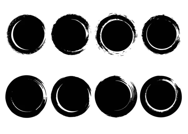 stock vector Set of grunge circles from brush strokes. Design element for poster, emblem, sign, logo. Vector illustration