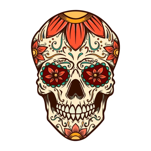 stock vector Illustration of mexican sugar skull. Design element for logo, label, sign, poster. Vector illustration