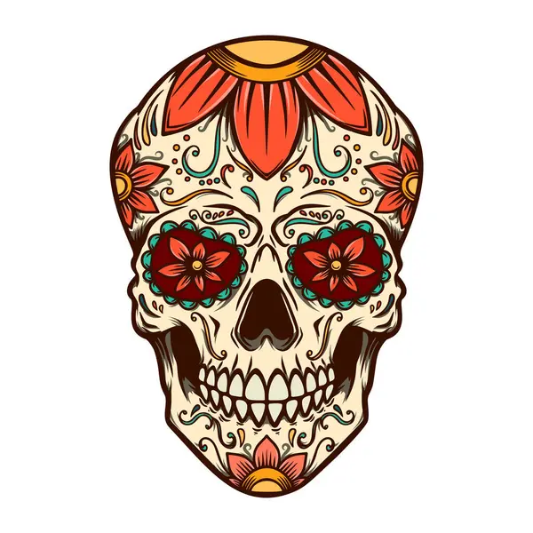 Ilustração Crânio Açúcar Mexicano Elemento Design Para Logotipo Rótulo Sinal —  Vetores de Stock