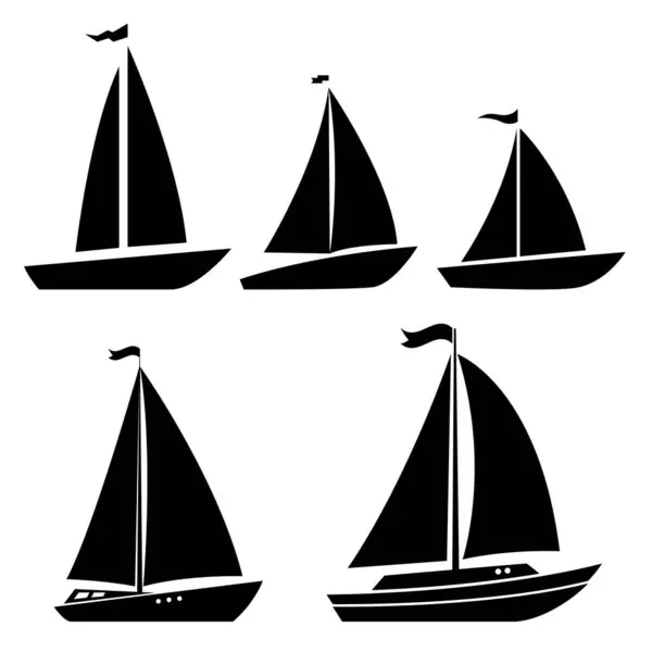Set Von Yachtsymbolen Gestaltungselement Für Logo Etikett Schild Plakat Vektorillustration — Stockvektor