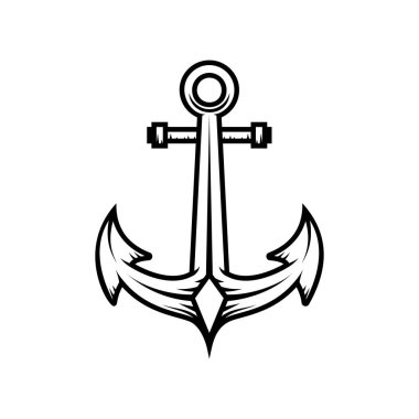 Geminin monokrom tarzında demirlediği tasviri. Logo, etiket, işaret, amblem, poster tasarımı. Vektör illüstrasyonu