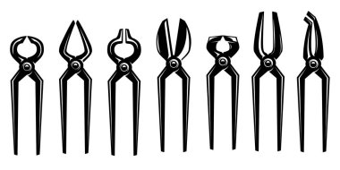 Demirci kerpeten çizimi. Logo, etiket, işaret, amblem, poster tasarımı. Vektör illüstrasyonu