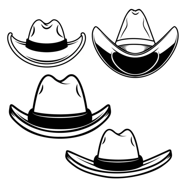 Conjunto Ilustrações Chapéus Cowboy Elemento Design Para Logotipo Rótulo Sinal —  Vetores de Stock