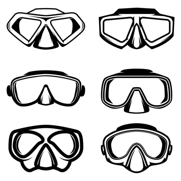 Set Illustrations Masker Penyelam Unsur Desain Untuk Logo Label Tanda - Stok Vektor