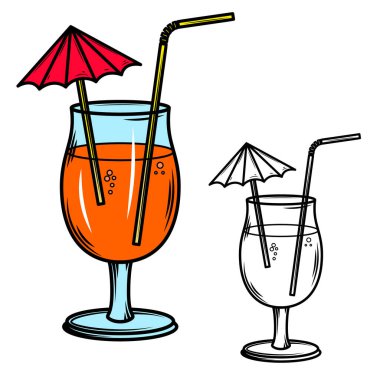 Kokteyl bardağının yansıması. Logo, etiket, işaret, amblem için tasarım ögesi. Vektör illüstrasyonu