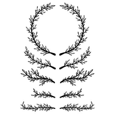 Çiçek desenleri ve çerçeveler çizilmiş. Çiçek metin ayırıcıları. Tebrik kartı, tişört ve poster için tasarım elemanı. Vektör illüstrasyonu