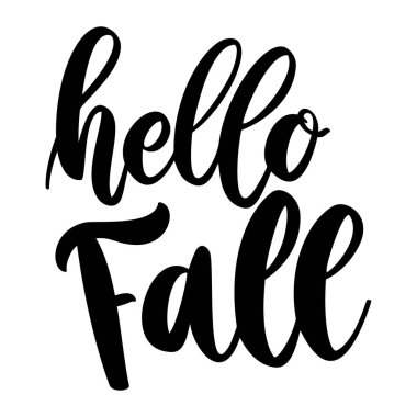 Merhaba sonbahar. Beyaz arka planda harf cümlesi. Tebrik kartı, tişört ve poster için tasarım elemanı. Vektör illüstrasyonu