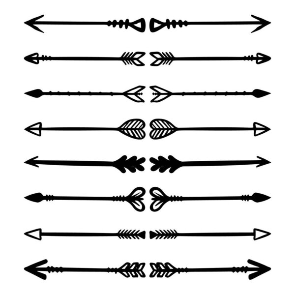 Set of hand drawn arrows. Floral text dividers. Design element for greeting card, t shirt, poster. Vector illustration