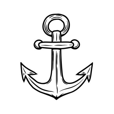 El yapımı çapa tasviri. Logo, etiket, işaret, amblem, poster tasarımı. Vektör illüstrasyonu