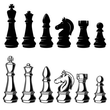 Satranç tomarı tasviri. Logo, etiket, işaret, amblem, poster tasarımı. Vektör illüstrasyonu