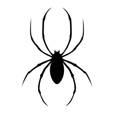 Örümcek tasviri. Logo, etiket, işaret, amblem, poster tasarımı. Vektör illüstrasyonu