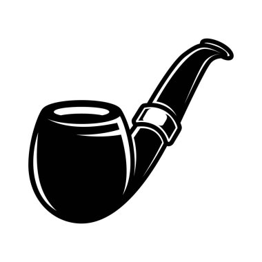 Tek renkli pipoyla sigara içildiğinin resmi. Logo, amblem, işaret, poster ve tişört için tasarım elemanı. Vektör illüstrasyonu