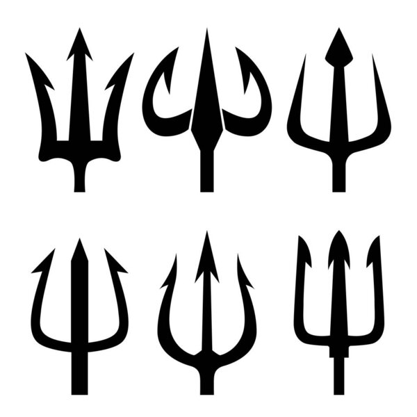 Set of the trident illustrations. Design element for logo, label, sign, emblem, poster. Vector illustration