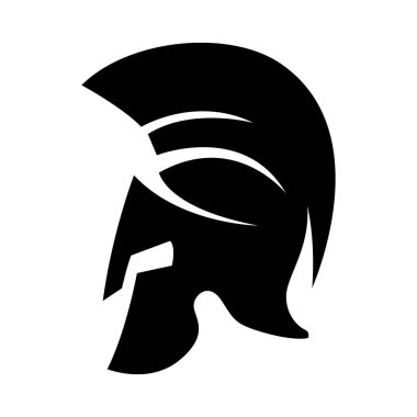 Monokrom tarzında Sparta miğferi. Poster, amblem, işaret, logo, etiket tasarımı. Vektör illüstrasyonu