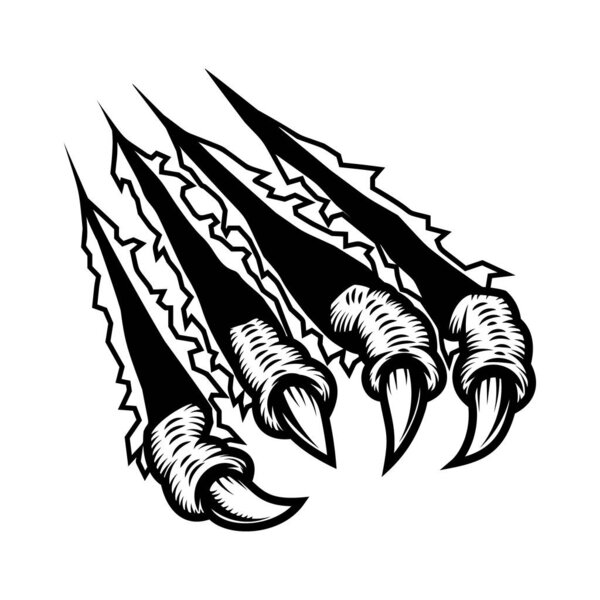Monster claws scratching background. For poster, t shirt, decoration. Vector illustration