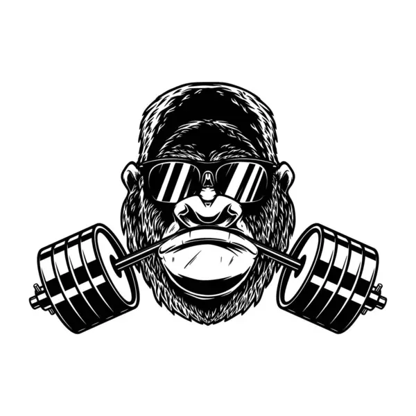 Gorila Com Barra Ginástica Boca Elemento Design Para Logotipo Emblema — Vetor de Stock