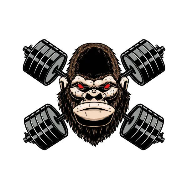 Gorila Com Sinos Ginástica Cruzados Elemento Design Para Logotipo Emblema — Vetor de Stock
