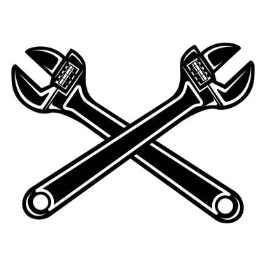 Çapraz su tesisatı anahtarı. Logo, amblem, işaret, poster ve tişört için tasarım elemanı. Vektör illüstrasyonu