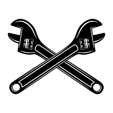 Çapraz su tesisatı anahtarı. Logo, amblem, işaret, poster ve tişört için tasarım elemanı. Vektör illüstrasyonu