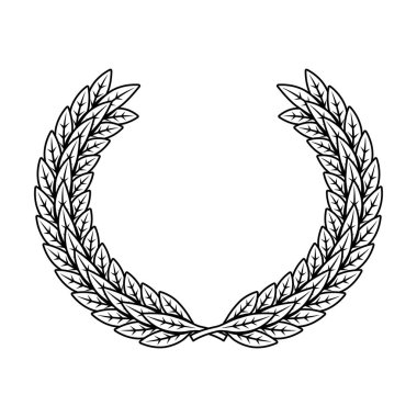 Defne çelengi tasviri. Logo, etiket, işaret, amblem için tasarım ögesi. Vektör illüstrasyonu