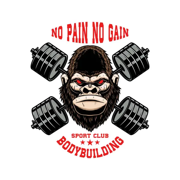 Gorila Com Sinos Ginástica Cruzados Elemento Design Para Logotipo Emblema — Vetor de Stock