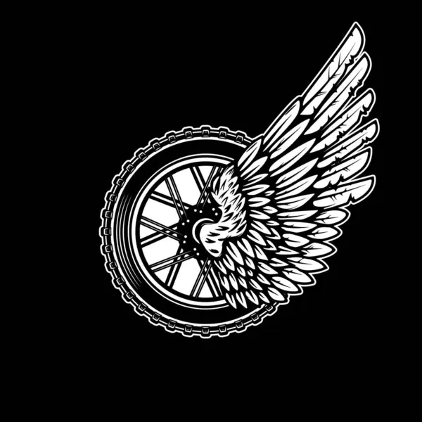 Winged Wheel Monochrome Style Design Element Logo Label Sign Emblem — Stock Vector