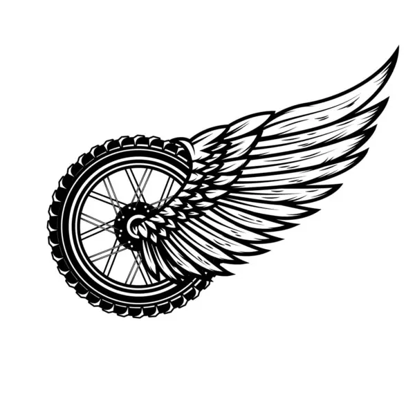 Ruota Alata Stile Monocromatico Elemento Design Logo Etichetta Segno Emblema — Vettoriale Stock
