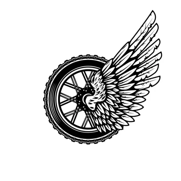Tek Renkli Kanatlı Tekerlek Gibi Logo Etiket Işaret Amblem Için — Stok Vektör